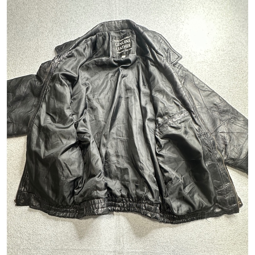 Genuine Leather Jacket Patchwork Bomber Men's Lar… - image 4